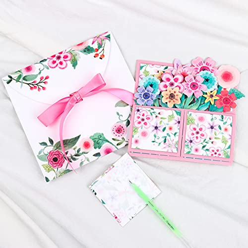 Giiffu Watercolor Flowers Pop-Up Cards–3D Floral Greeting Cards for Birthday, Mother’s Day, Thank You, All Occasions–Includes Notecard & Envelope–Gift for Women, Mom, Grandma, Wife, Daughter, Sister - Image 4