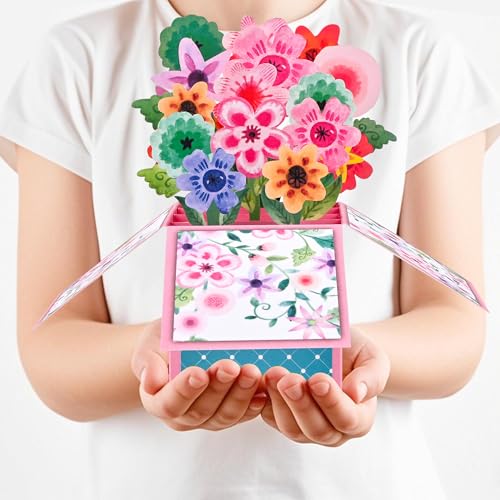 Giiffu Watercolor Flowers Pop-Up Cards–3D Floral Greeting Cards for Birthday, Mother’s Day, Thank You, All Occasions–Includes Notecard & Envelope–Gift for Women, Mom, Grandma, Wife, Daughter, Sister - Image 5