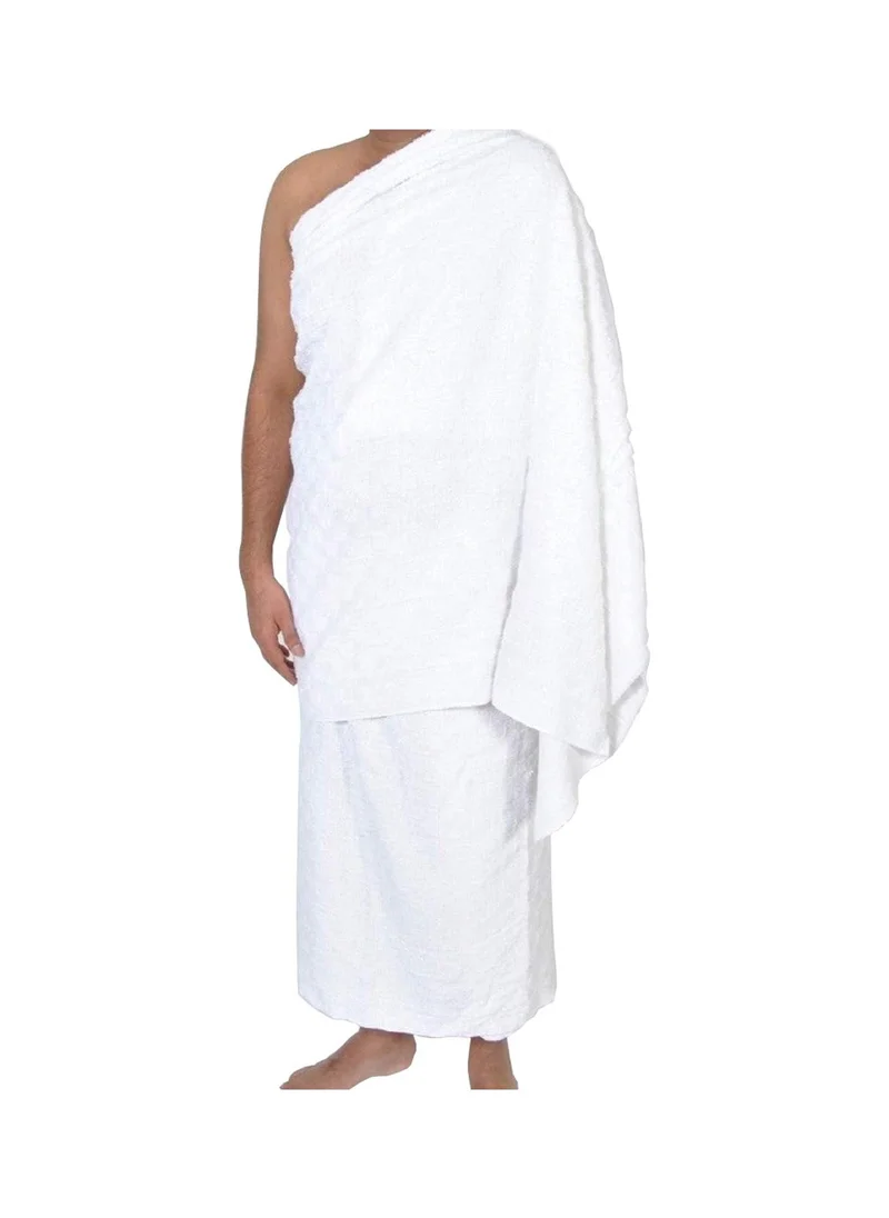 Caprisious Ihram Attire for Men for Hajj and Umrah - 2-Piece Bath Towel Set - Hygienic Natural Men's Religious Clothing, White Apparel with Exceptional Softness