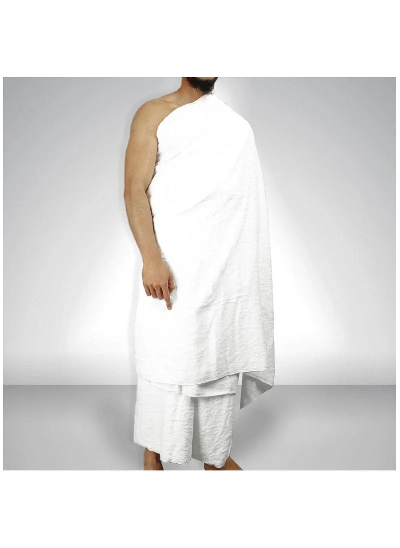 Caprisious Ihram Attire for Men for Hajj and Umrah - 2-Piece Bath Towel Set - Hygienic Natural Men's Religious Clothing, White Apparel with Exceptional Softness