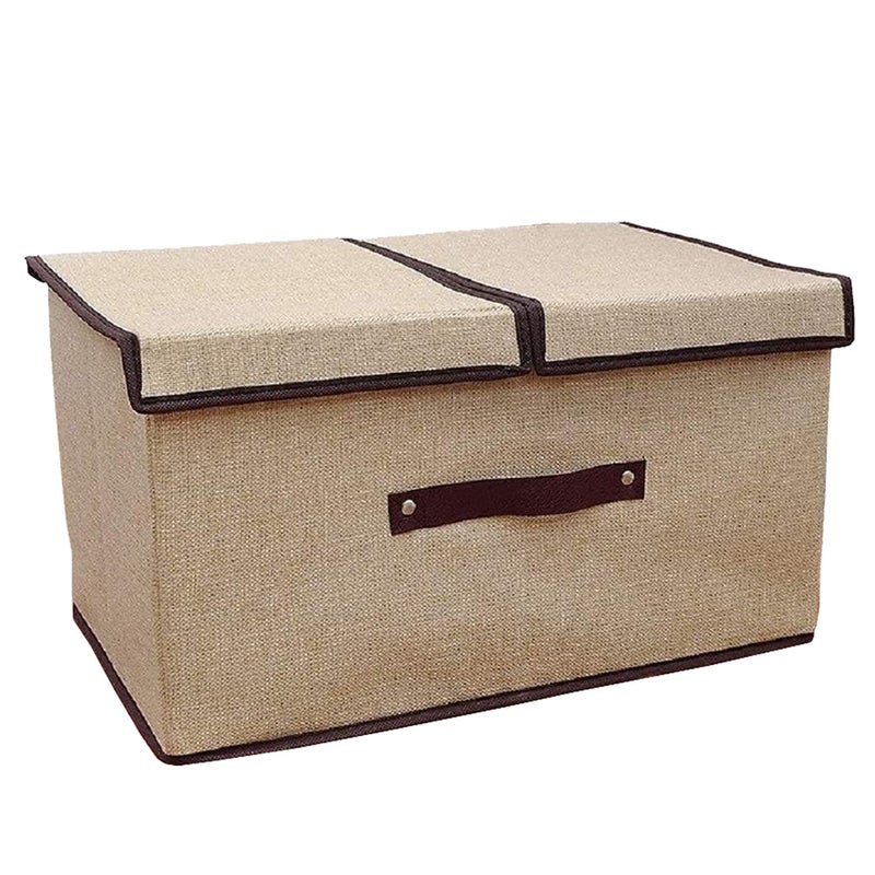 MEZON Storage Box Linen Fabric Foldable Basket Cube Organizer Bin Box Container Drawer With Lid Great For Office Nursery Bedroom Shelf Random Color Multicolor - Image 1