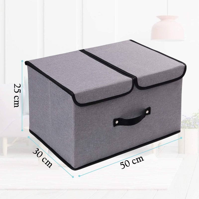 MEZON Storage Box Linen Fabric Foldable Basket Cube Organizer Bin Box Container Drawer With Lid Great For Office Nursery Bedroom Shelf Random Color Multicolor - Image 2