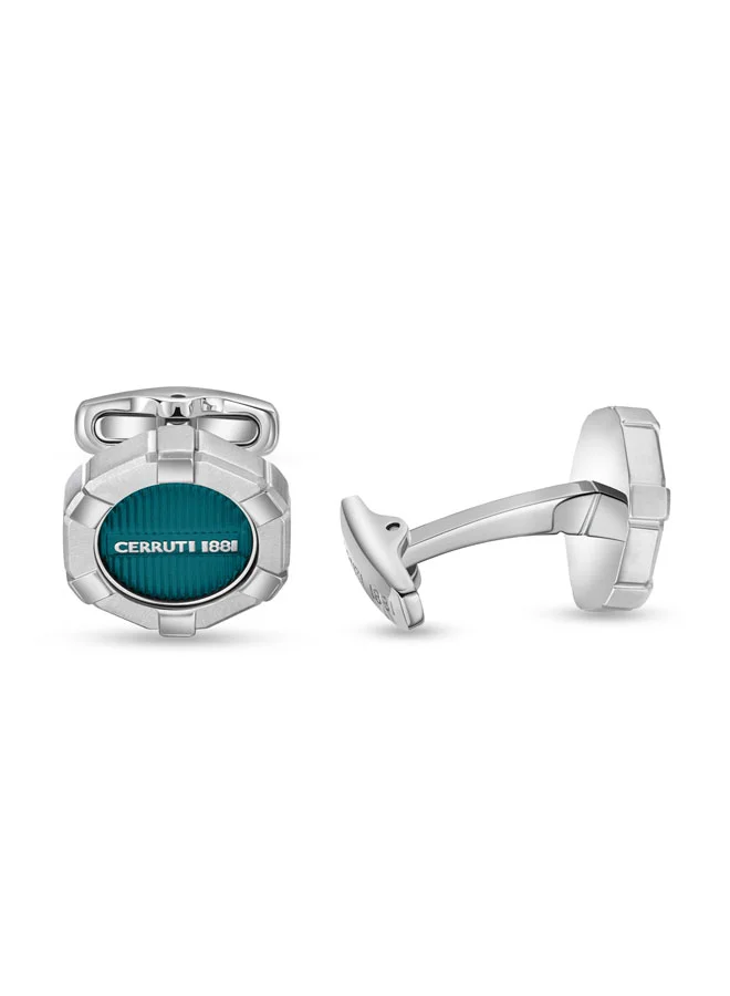CERRUTI 1881 Cuff 3G CufflinksBlue Plating and Iconic LogoTimeless Elegance for Men