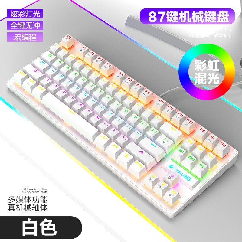 K2 Mechanical Keyboard Green Wired Keyboard Mini Desktop Portable Gaming Keyboard Mechanical Keyboard 87 Keys - Image 1