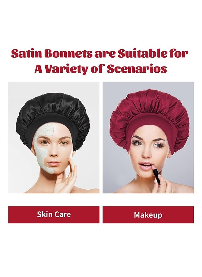 TTESL 2Pcs Silk Bonnet for Sleeping, Satin Hair Bonnets, Soft Elastic Band Silk Sleep Cap, Hair Wrap for Women  - Image 2