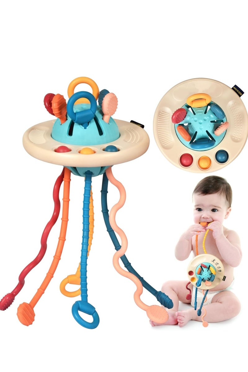 XICEN Baby Sensory Toys, Food Grade Silicone Pull String Toys, Newborns Montessori Push and Pull Toy, Teething Toy for Infants Toddlers, Early Development Toys for Toddlers over  6 Months  - Image 1