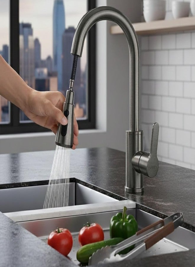 EVANEX EVANEX Waterfall Pull Down Kitchen Sink Facuet | Kitchen Mixer Tap | Mechanical Docking, Deck Mounted | 360° Swivel | Water Saving Sink Faucets (Waterfall Pullout Sink Mixer Black) - Image 1