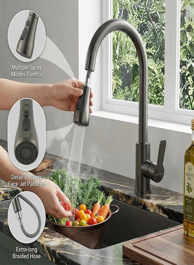 EVANEX EVANEX Waterfall Pull Down Kitchen Sink Facuet | Kitchen Mixer Tap | Mechanical Docking, Deck Mounted | 360° Swivel | Water Saving Sink Faucets (Waterfall Pullout Sink Mixer Black) - Image 5