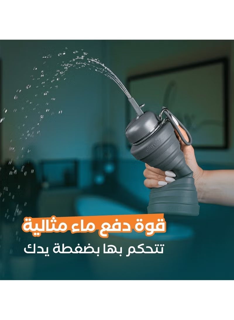 ريبال زجاجة بخاخ بيديه محمولة (600 مل) - شطاف صغير للسفر من أجل النظافة الشخصية - بيديه محمول باليد للسفر والتخييم - تصميم عصري قابل للطي (عبوة من قطعتين) - Image 3