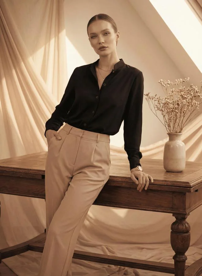 Mish Black Solid Regular Fit Shirt