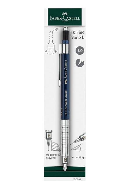 Faber-Castell Mechanical Pencil TK-Fine Vario L 1.0mm Indigo, Soft: anti-lead cushion mechanism for general writing hard: lead fixing mechanism for drawing and design