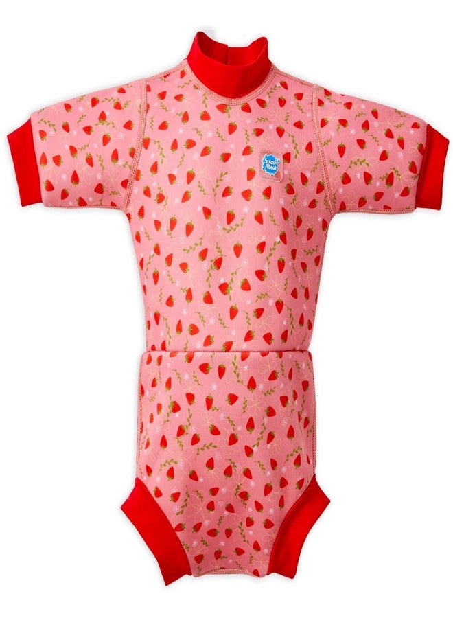 Splash About Happy Nappy Wetsuit, Swimsuit for Babies & Toddlers with Built-in Swim Diaper (Strawberry Field, 6-14 Months) - Image 1