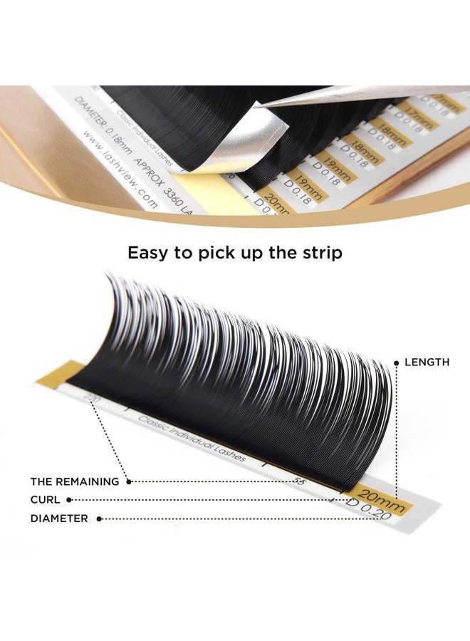 LASHVIEW تمديدات الرموش، رموش فردية، رموش فردية متميزة وكلاسيكية، سمك 0.15، شكل C 12 مم، رموش طبيعية شبه دائمة، رموش، سهلة التطبيق - Image 5