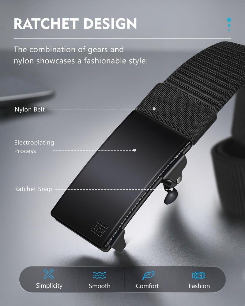 FAIRWIN Ratchet Belts for Men - Nylon Web Belt for Golf Tactical Work Casual, Adjustable Webbing with Ratcheting Buckle - Image 2