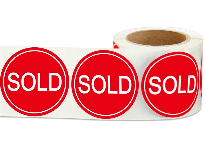 Well Tile Red Small Sold Stickers Dot 1" Round Sold Point of Sale Price Pricing Inventory Control Labels for Retail Store Yard Sale 500/Roll - Image 1