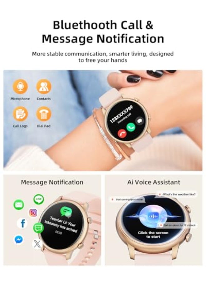 Smart Watches for Men Women Android Phones iPhone Compatible[Make&Answer Calls/Full Screen NO Black-Circle],1.39'' Round Sports Watch Fitness Tracker Sleep/Heart Rate Monitor/Pedometer,DIY Dials - Image 2