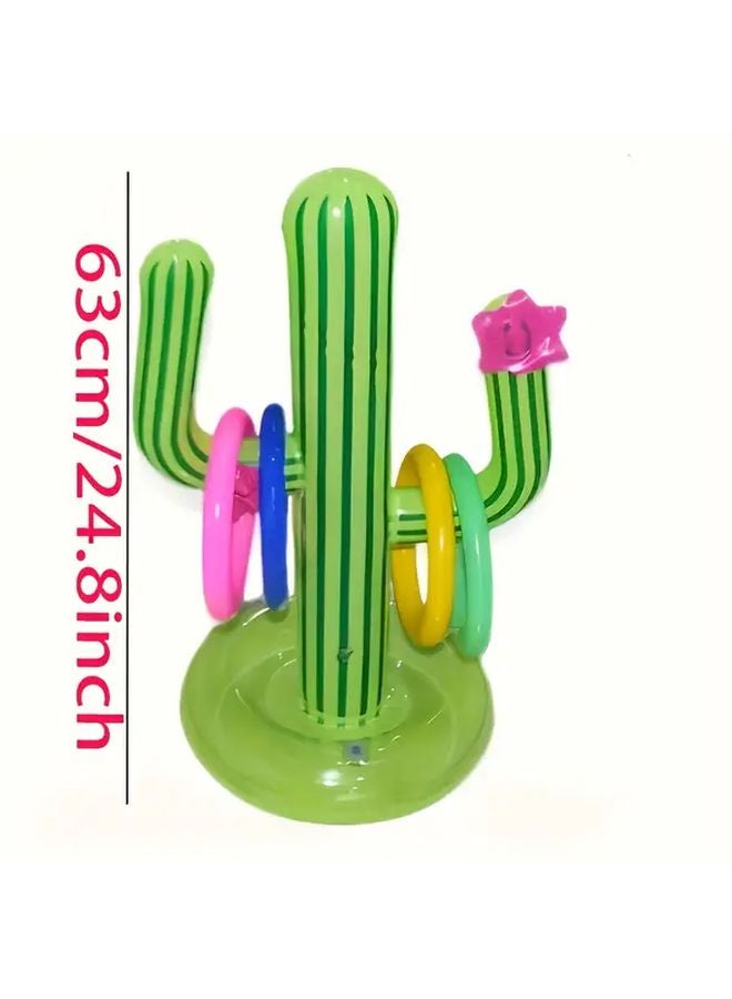 Inflatable Cactus Ring Toss Game Set With 8 Colorful Rings And Pump - Image 5