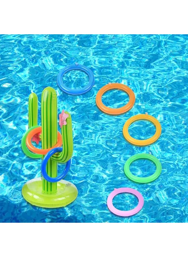 Inflatable Cactus Ring Toss Game Set With 8 Colorful Rings And Pump - Image 4