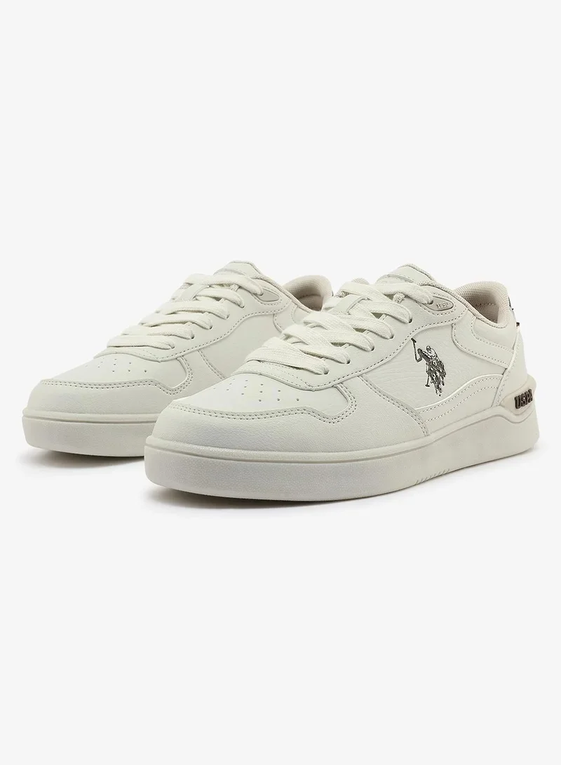 U.S. Polo Assn.  U.S. Polo Assn. Women SHARK GLB 6FX Beige Sneakers – Casual Lace-Up Fashion Shoes | Lightweight Cushioned Everyday Comfort Trainers  | Best Price UAE