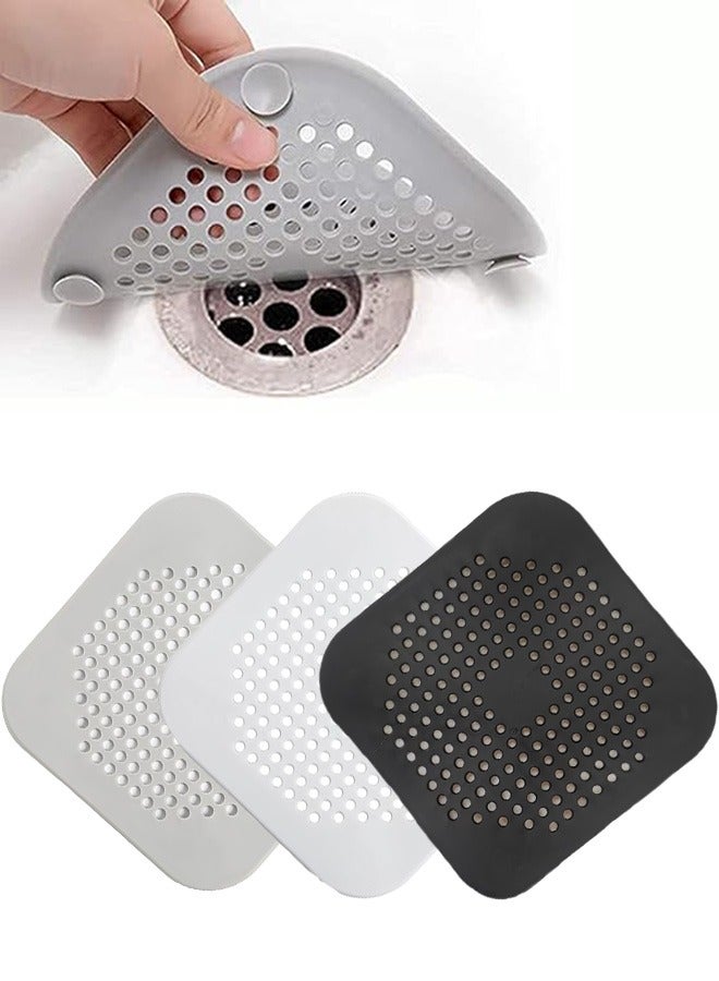 Beauenty 3 Pcs Drain Cover Bathroom Floor Drain Filter, Drain Hair Catcher Flat Silicone Plug, Silicone Hair Stopper Drain Strainer with Suction Cups for Bathroom and Kitchen - Image 1