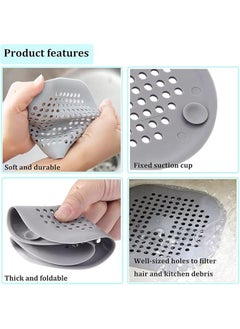 Beauenty 3 Pcs Drain Cover Bathroom Floor Drain Filter, Drain Hair Catcher Flat Silicone Plug, Silicone Hair Stopper Drain Strainer with Suction Cups for Bathroom and Kitchen  - Image 2