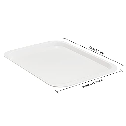 HSDT Melamine Serving Trays White 15x10.6 Inch Rectangle Cafeteria Fast Food Trays Breakfast Lunch Dinner Trays for Eating Set of 6,PFW-15106-06 - Image 2