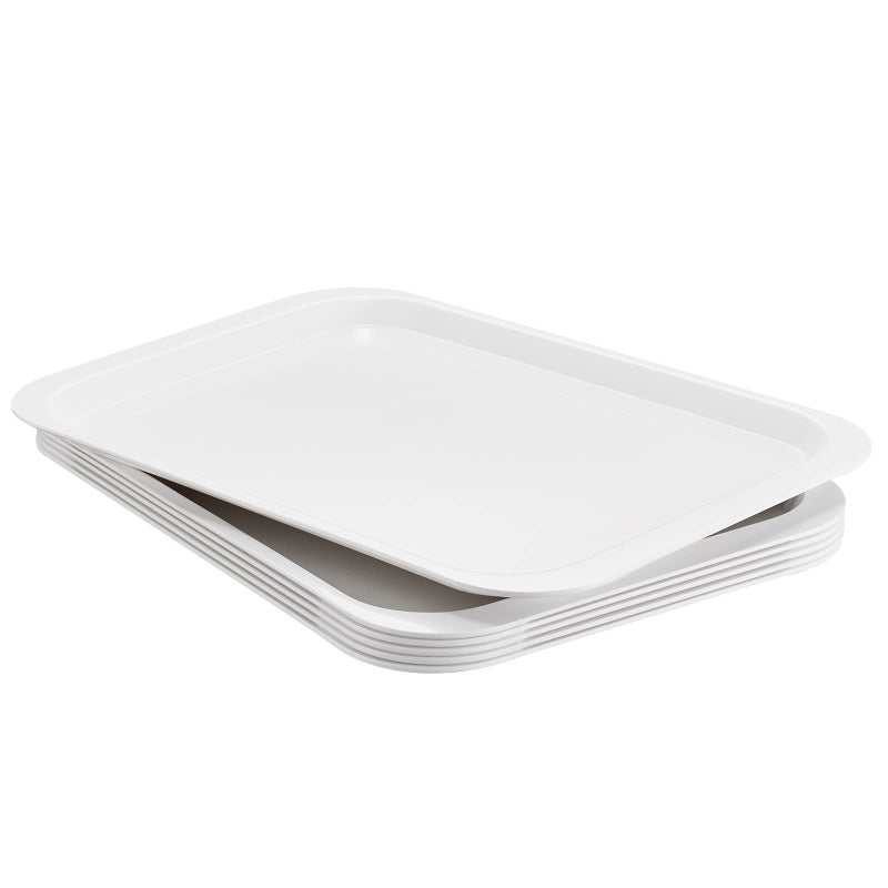 HSDT Melamine Serving Trays White 15x10.6 Inch Rectangle Cafeteria Fast Food Trays Breakfast Lunch Dinner Trays for Eating Set of 6,PFW-15106-06 - Image 5