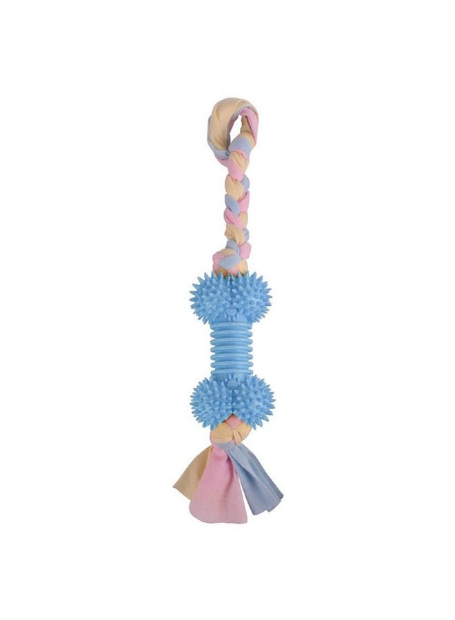 Emily Pets Dog Chews Tpr Natural Rubber Toys,Dog Chew Bone Toy With Cotton Rope, Cleans The Molar Soft Rubber Spike Bone Toy Rope Knot Toys For Dogs Chewing Interactive Dog Toy(Sky Blue) - Image 1