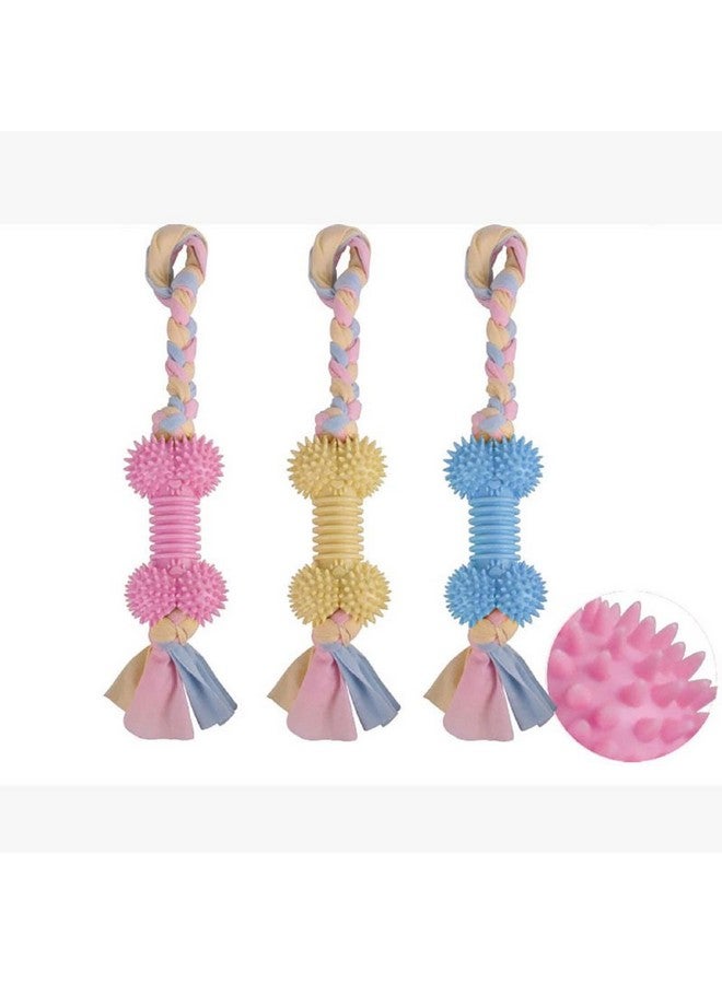 Emily Pets Dog Chews Tpr Natural Rubber Toys,Dog Chew Bone Toy With Cotton Rope, Cleans The Molar Soft Rubber Spike Bone Toy Rope Knot Toys For Dogs Chewing Interactive Dog Toy(Sky Blue) - Image 5