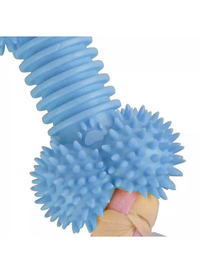 Emily Pets Dog Chews Tpr Natural Rubber Toys,Dog Chew Bone Toy With Cotton Rope, Cleans The Molar Soft Rubber Spike Bone Toy Rope Knot Toys For Dogs Chewing Interactive Dog Toy(Sky Blue) - Image 2