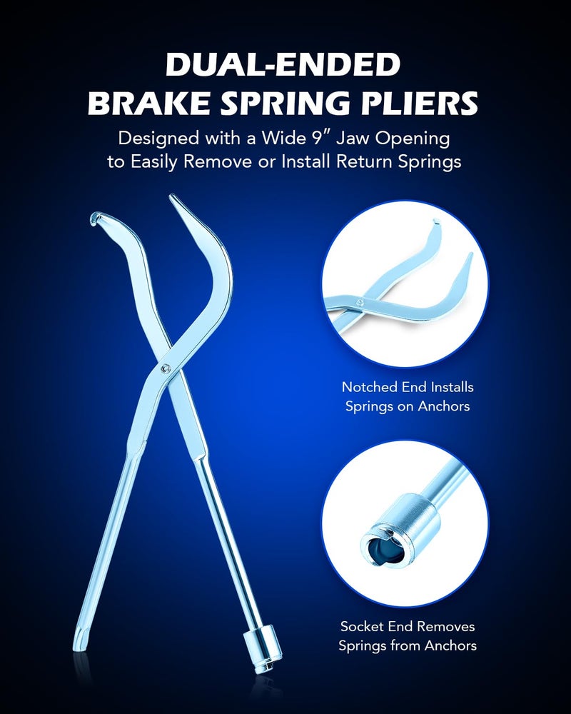 Orion Motor Tech Drum Brake Tool Kit, 3 pc Drum Brake Adjustment Tool Set with Brake Spring Compressor Tool and Brake Spoon, Double Ended Brake Spring Pliers for Brake Spring Removal and Installation - Image 4