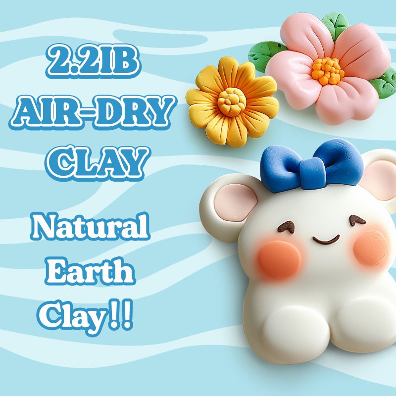 Fedonak Air Dry Clay, Natural White Modeling Clay for Kids, Premium Pottery Wheel Clay for Arts and Crafts Supplies, 2.2Ibs Sculpting Material for School Classrooms, Adults Kids Toys Gifts for Christmas - Image 2
