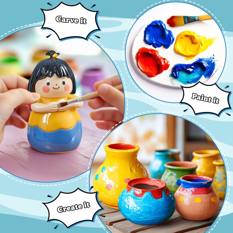 Fedonak Air Dry Clay, Natural White Modeling Clay for Kids, Premium Pottery Wheel Clay for Arts and Crafts Supplies, 2.2Ibs Sculpting Material for School Classrooms, Adults Kids Toys Gifts for Christmas - Image 4