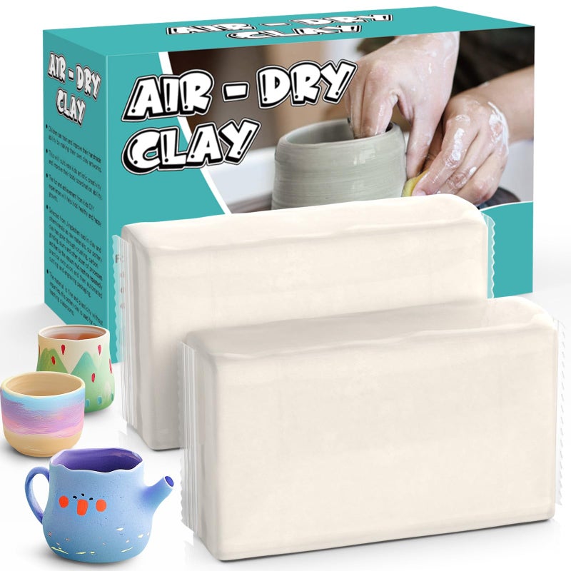 Fedonak Air Dry Clay, Natural White Modeling Clay for Kids, Premium Pottery Wheel Clay for Arts and Crafts Supplies, 2.2Ibs Sculpting Material for School Classrooms, Adults Kids Toys Gifts for Christmas - Image 1
