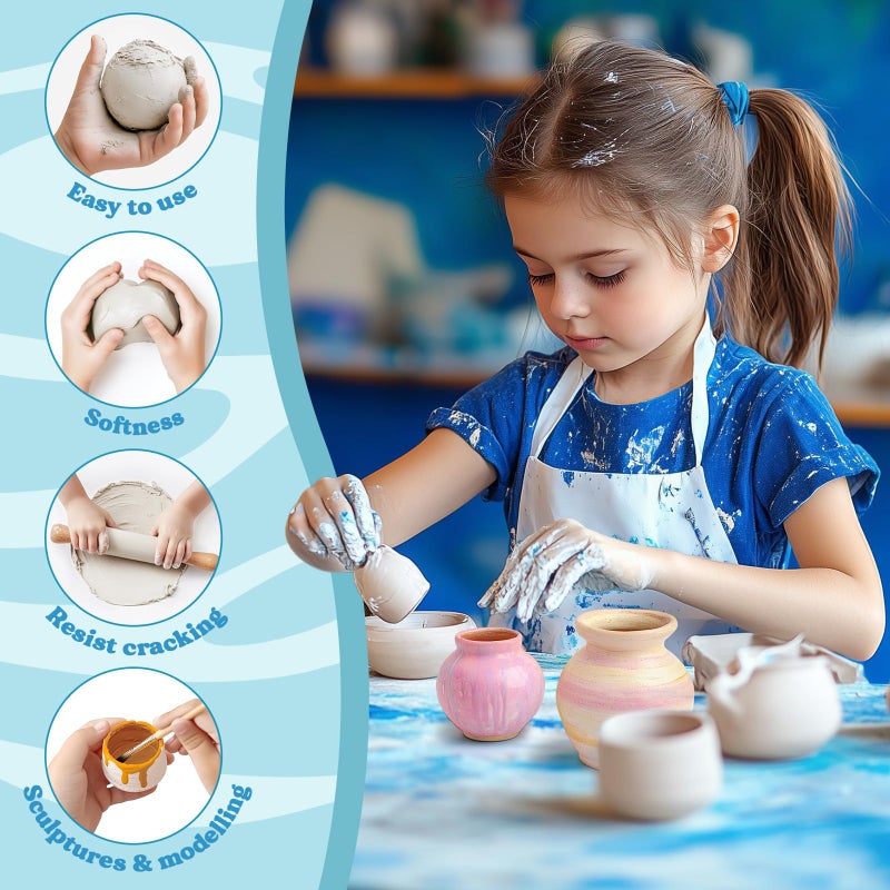 Fedonak Air Dry Clay, Natural White Modeling Clay for Kids, Premium Pottery Wheel Clay for Arts and Crafts Supplies, 2.2Ibs Sculpting Material for School Classrooms, Adults Kids Toys Gifts for Christmas - Image 3
