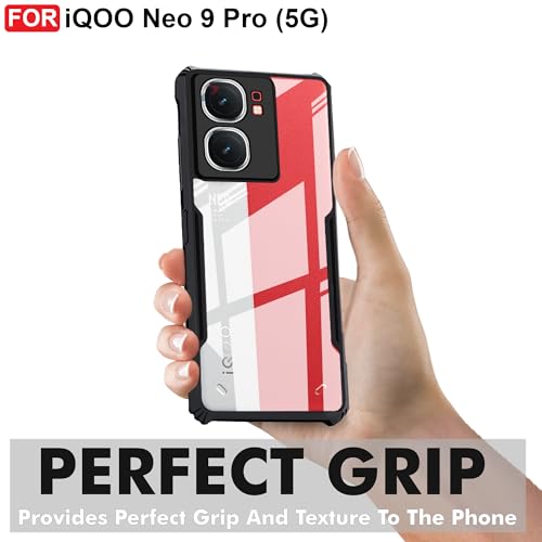 Cedo غطاء خلفي CEDO لهاتف iQOO Neo 9 / iQOO Neo 9 Pro (5G) | حماية الكاميرا مع حافة صدمية مقاومة للصدمات | حماية 360 درجة من TPU+PC مع غطاء خلفي شفاف من النسر (أسود) - Image 3