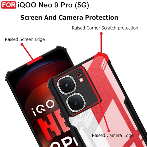 Cedo غطاء خلفي CEDO لهاتف iQOO Neo 9 / iQOO Neo 9 Pro (5G) | حماية الكاميرا مع حافة صدمية مقاومة للصدمات | حماية 360 درجة من TPU+PC مع غطاء خلفي شفاف من النسر (أسود) - Image 5