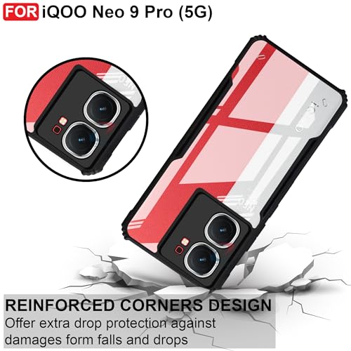 Cedo غطاء خلفي CEDO لهاتف iQOO Neo 9 / iQOO Neo 9 Pro (5G) | حماية الكاميرا مع حافة صدمية مقاومة للصدمات | حماية 360 درجة من TPU+PC مع غطاء خلفي شفاف من النسر (أسود) - Image 4