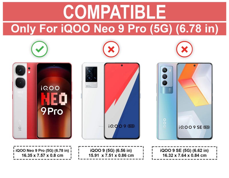 Cedo غطاء خلفي CEDO لهاتف iQOO Neo 9 / iQOO Neo 9 Pro (5G) | حماية الكاميرا مع حافة صدمية مقاومة للصدمات | حماية 360 درجة من TPU+PC مع غطاء خلفي شفاف من النسر (أسود) - Image 2