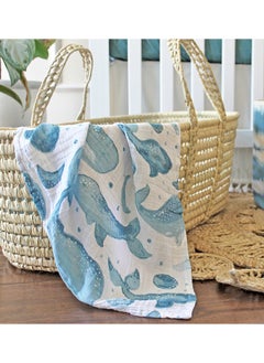 Crane BABY Caspian Single Swaddle Wraps (Whale Print)  - Image 5