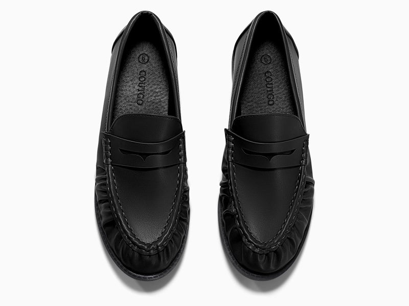 Coutgo Penny Loafers for Women Comfortable Slip on Shoes Closed Toe Dressy Casual Work Flats, Black, Size 7.5 - Image 4