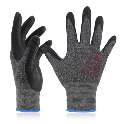 DEX FIT Nitrile Work Gloves FN330, 12 Pairs, 3D-Comfort Stretchy Fit, Firm Grip, Thin & Lightweight, Touch-Screen Compatible, Durable, Breathable & Cool, Machine Washable; Black Grey L (9) - Image 1