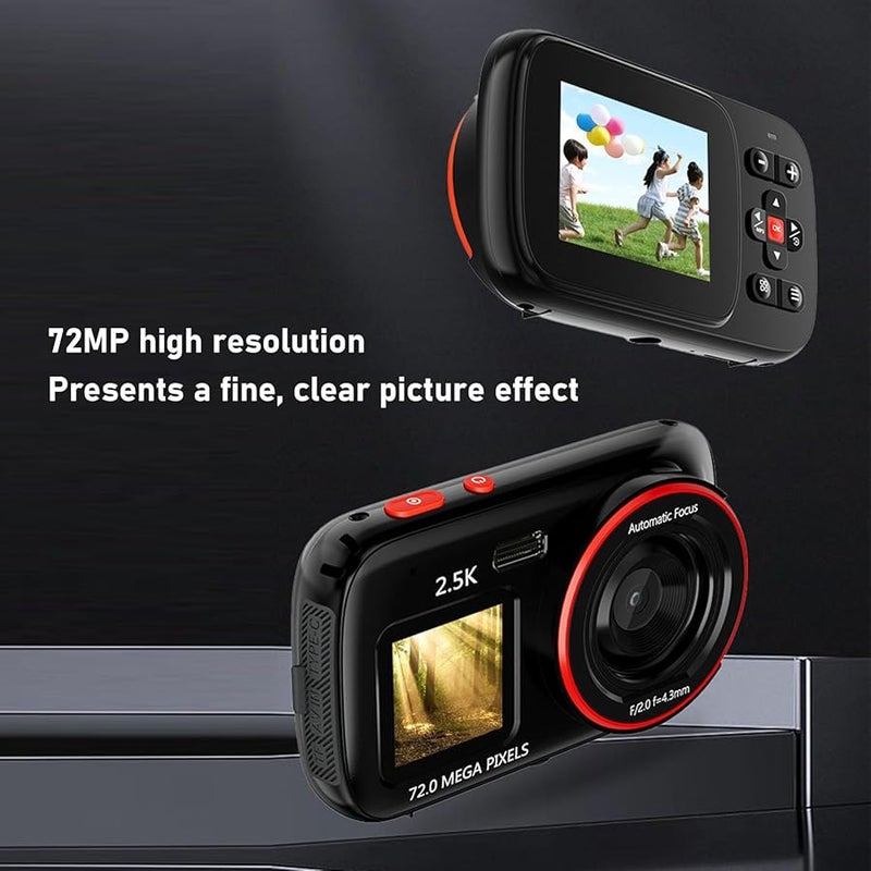 72MP Dual Screen 2 5K Autofocus Camera 16X Zoom Selfie Vlogging MP3 Music Rechargeable Compact Camera - Image 5