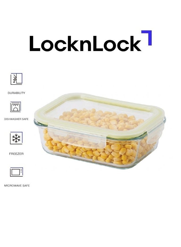 LocknLock Fresh Oven-Safe Glass Rectangular Container 400ml â€“ Airtight, Leakproof & Heat-Resistant - Image 1