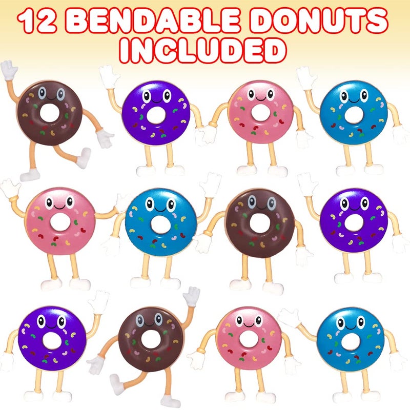 ArtCreativity Bendable Donut Figures, Set of 12, Bendable Toys for Kids, Donut Party Favors for Boys and Girls, Stress Relief Fidget Toys for Kids, Goodie Bag Stuffers, and Pinata Fillers - Image 2