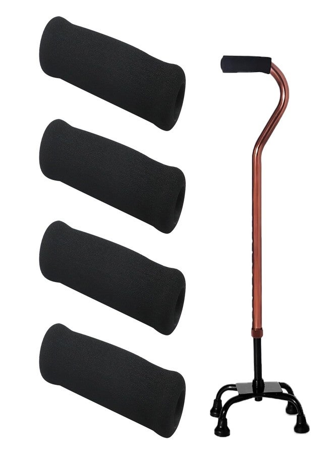 Bcautay 4Pcs Cane Replacement Hand Grip Replacement Walking Cane Hand Grip Walking Canes Grips for Seniors Black Foam Grip Replacement for Offset Canes (4.73 * 1.42 * 0.98) - Image 1