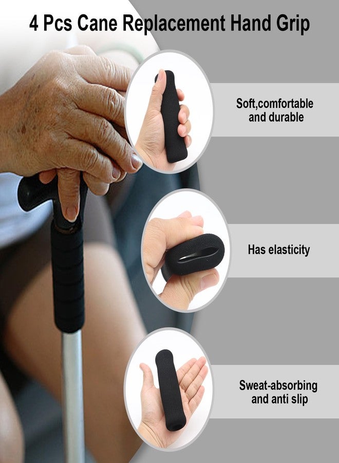 Bcautay 4Pcs Cane Replacement Hand Grip Replacement Walking Cane Hand Grip Walking Canes Grips for Seniors Black Foam Grip Replacement for Offset Canes (4.73 * 1.42 * 0.98) - Image 3