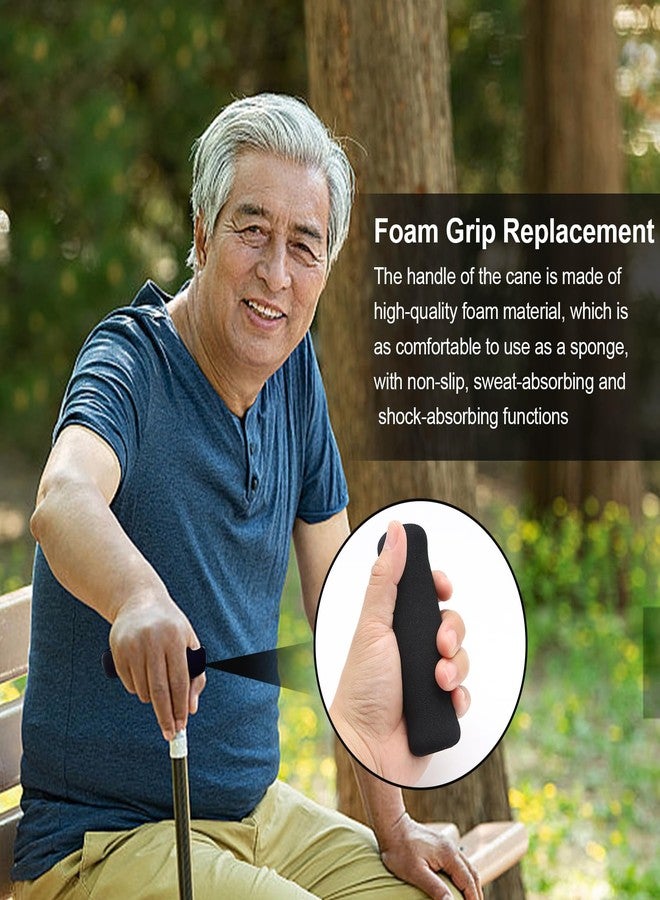 Bcautay 4Pcs Cane Replacement Hand Grip Replacement Walking Cane Hand Grip Walking Canes Grips for Seniors Black Foam Grip Replacement for Offset Canes (4.73 * 1.42 * 0.98) - Image 4