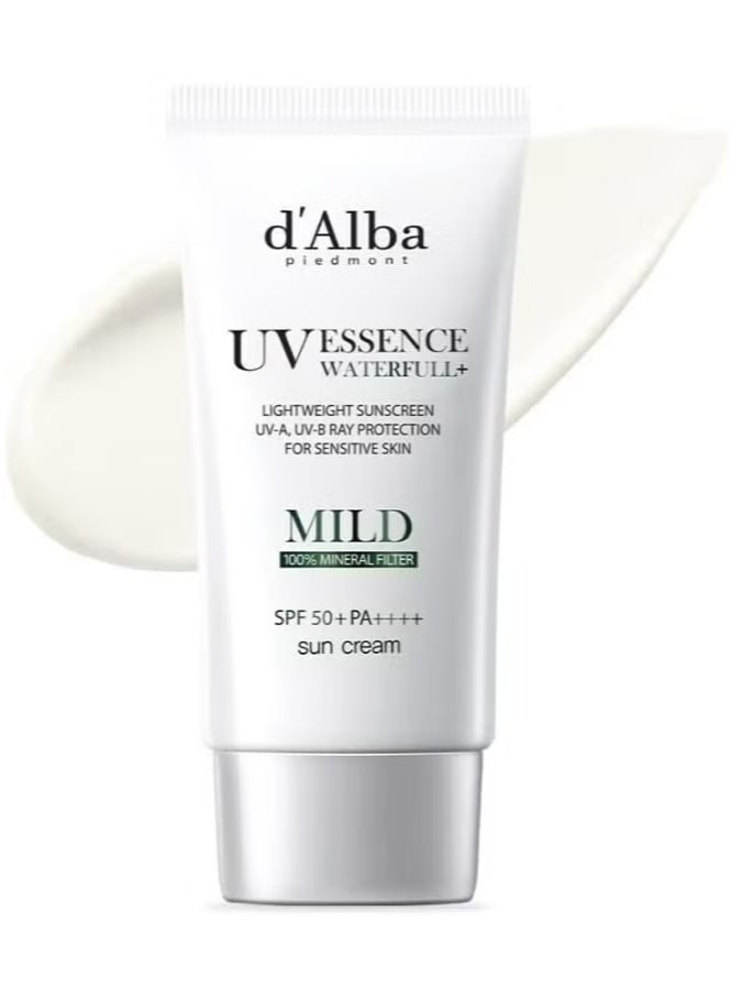 d'alba Piedmont Italian White Truffle Waterfull Mild Sunscreen, Vegan, Mineral Sunscreen, SPF 50+ PA++++, Non-Nano Sunscreen Suitable for Sensitive Skin, Gentle & Light Finish, Korean Skincare - Image 1