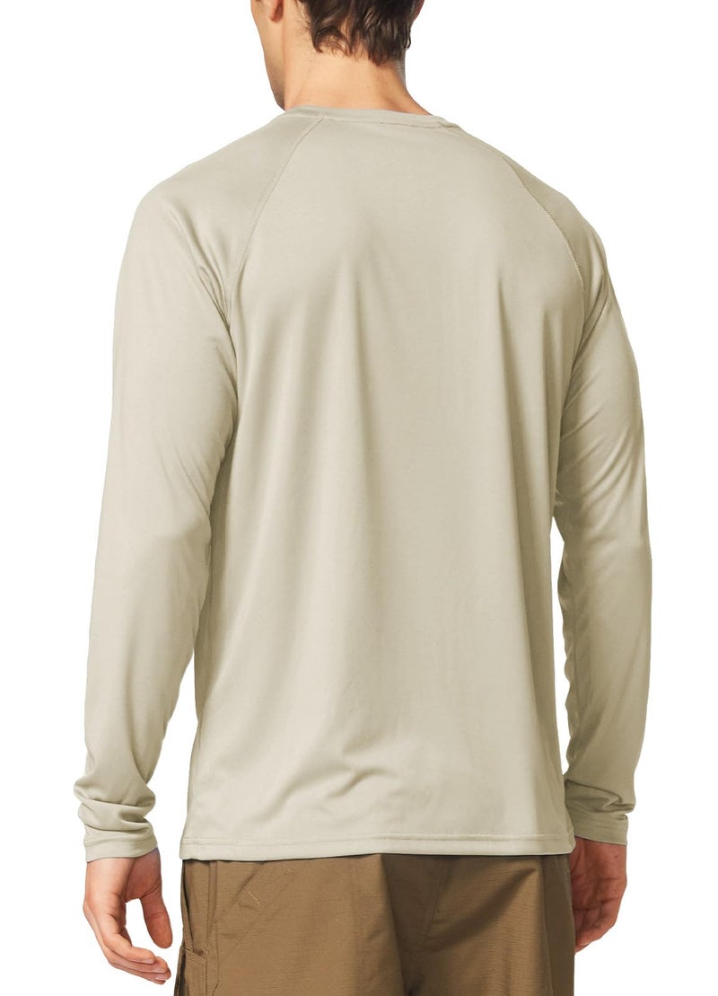 baleaf Men's Sun Protection Shirts UV SPF T-Shirts UPF 50+ Long Sleeve Rash Guard Fishing Running Quick Dry Oatmeal Size L - Image 2